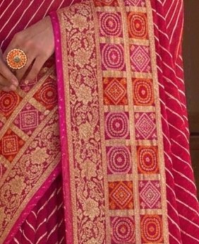 Gharchola Pallu Lehariya Saree detail 2