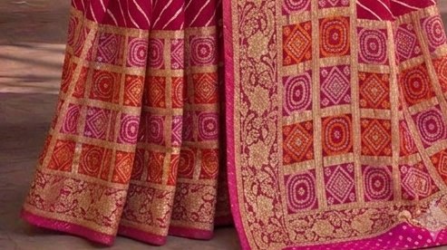 Gharchola Pallu Lehariya Saree detail 3