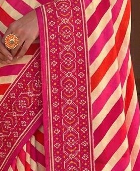 Candy Stripe Lehariya Saree detail 2