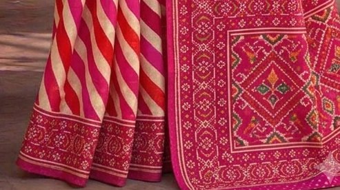 Candy Stripe Lehariya Saree detail 3