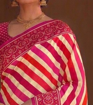 Candy Stripe Lehariya Saree detail 4