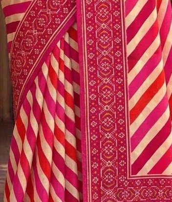 Candy Stripe Lehariya Saree detail 6