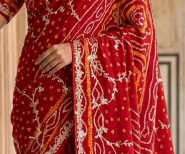 Royal Red Bandhej Saree detail 2