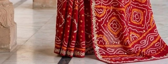 Royal Red Bandhej Saree detail 3