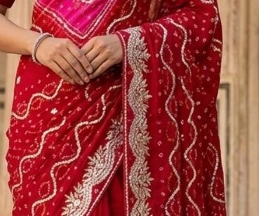 Rani Pallu Bandhej Saree detail 2