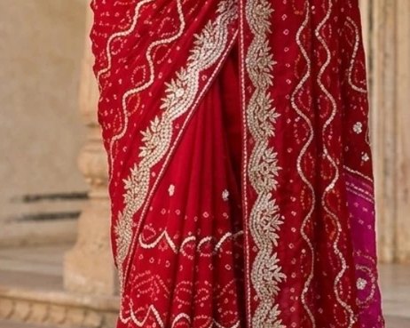 Rani Pallu Bandhej Saree detail 6