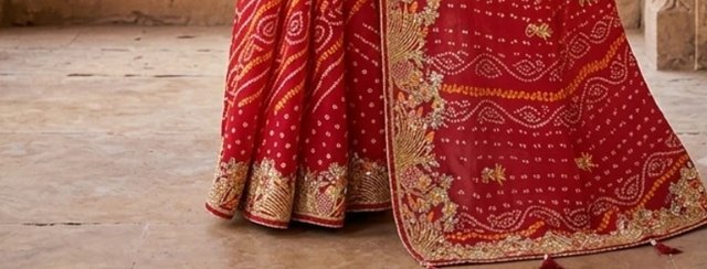 Zari Border Bandhej Saree detail 3