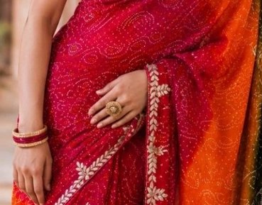Triranga Bandhej Saree detail 2