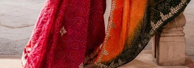 Triranga Bandhej Saree detail 3