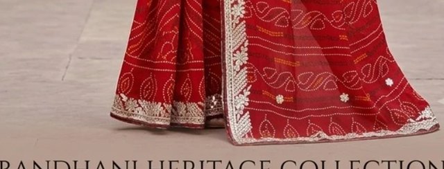 Jhula Red Bandhej Saree detail 3