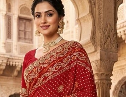 Paisley Border Bandhej Saree detail 4