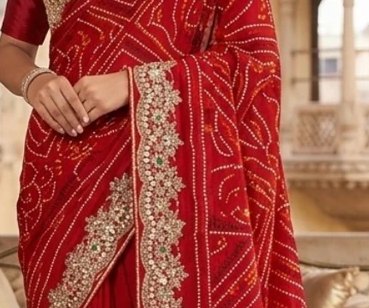 Heavy Zari Bandhej Saree detail 2