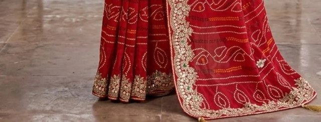 Heavy Zari Bandhej Saree detail 3