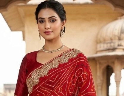 Heavy Zari Bandhej Saree detail 4