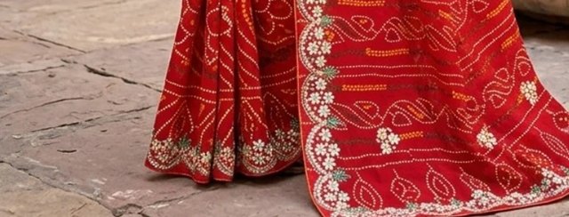 Meenakari Border Bandhej Saree detail 3