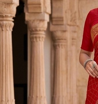 Red Checks Binni Saree detail 5