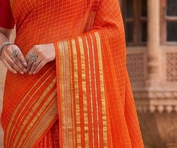 Orange Binni Saree detail 2