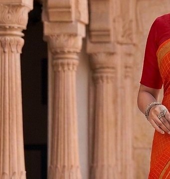 Orange Binni Saree detail 5