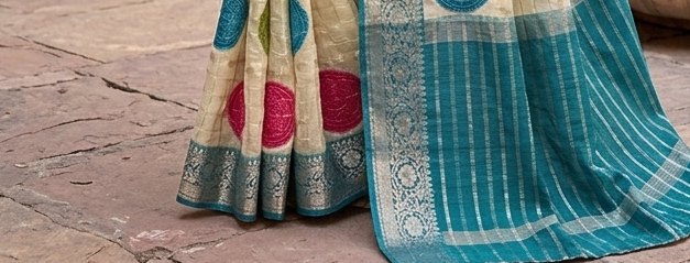 Polka Dot Diamond Chiffon Saree detail 3