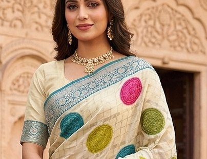 Polka Dot Diamond Chiffon Saree detail 4
