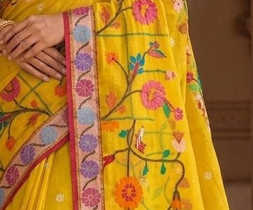 Yellow Floral Jari Saree detail 2