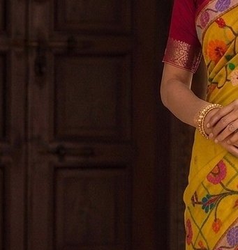 Yellow Floral Jari Saree detail 5