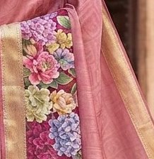 Pink Floral Diamond Chiffon Saree detail 2