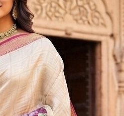 Ivory Floral Diamond Chiffon Saree detail 4