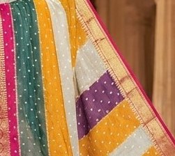 Rainbow Stripe Diamond Chiffon Saree detail 2