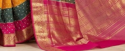 Rainbow Stripe Diamond Chiffon Saree detail 3