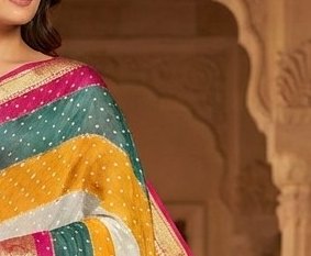 Rainbow Stripe Diamond Chiffon Saree detail 4