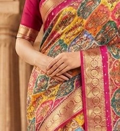 Bandhej Print Diamond Chiffon Saree detail 5