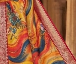 Sunset Swirl Diamond Chiffon Saree detail 2