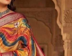 Sunset Swirl Diamond Chiffon Saree detail 4