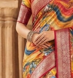 Sunset Swirl Diamond Chiffon Saree detail 5