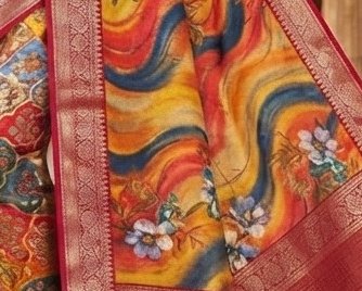 Sunset Swirl Diamond Chiffon Saree detail 6