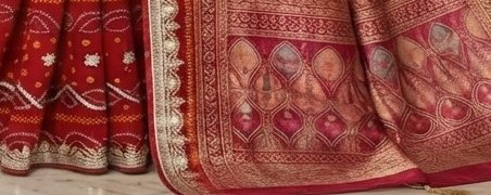 Scarlet Floral Diamond Chiffon Saree detail 3