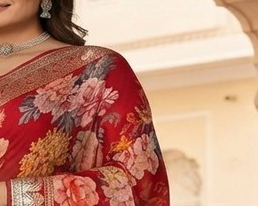 Scarlet Floral Diamond Chiffon Saree detail 4