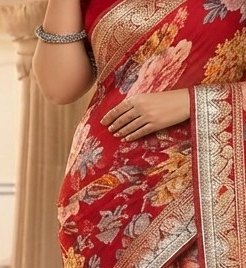 Scarlet Floral Diamond Chiffon Saree detail 5