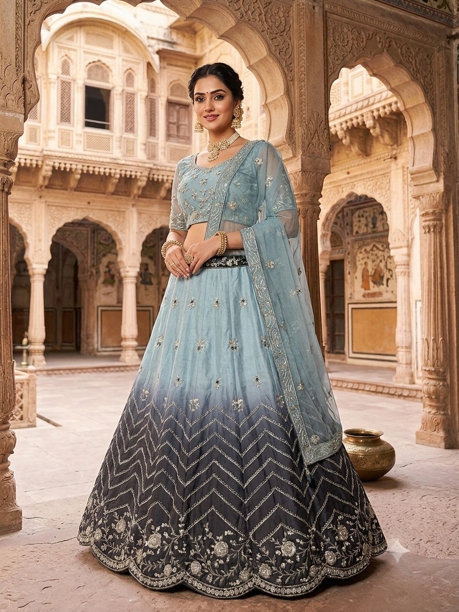 Blue Ombre Lehenga