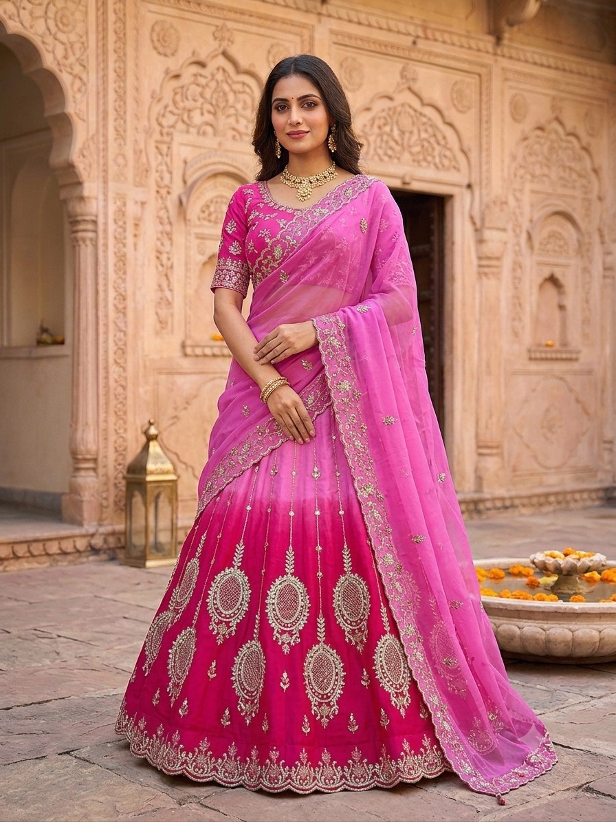 Pink Medallion Lehenga