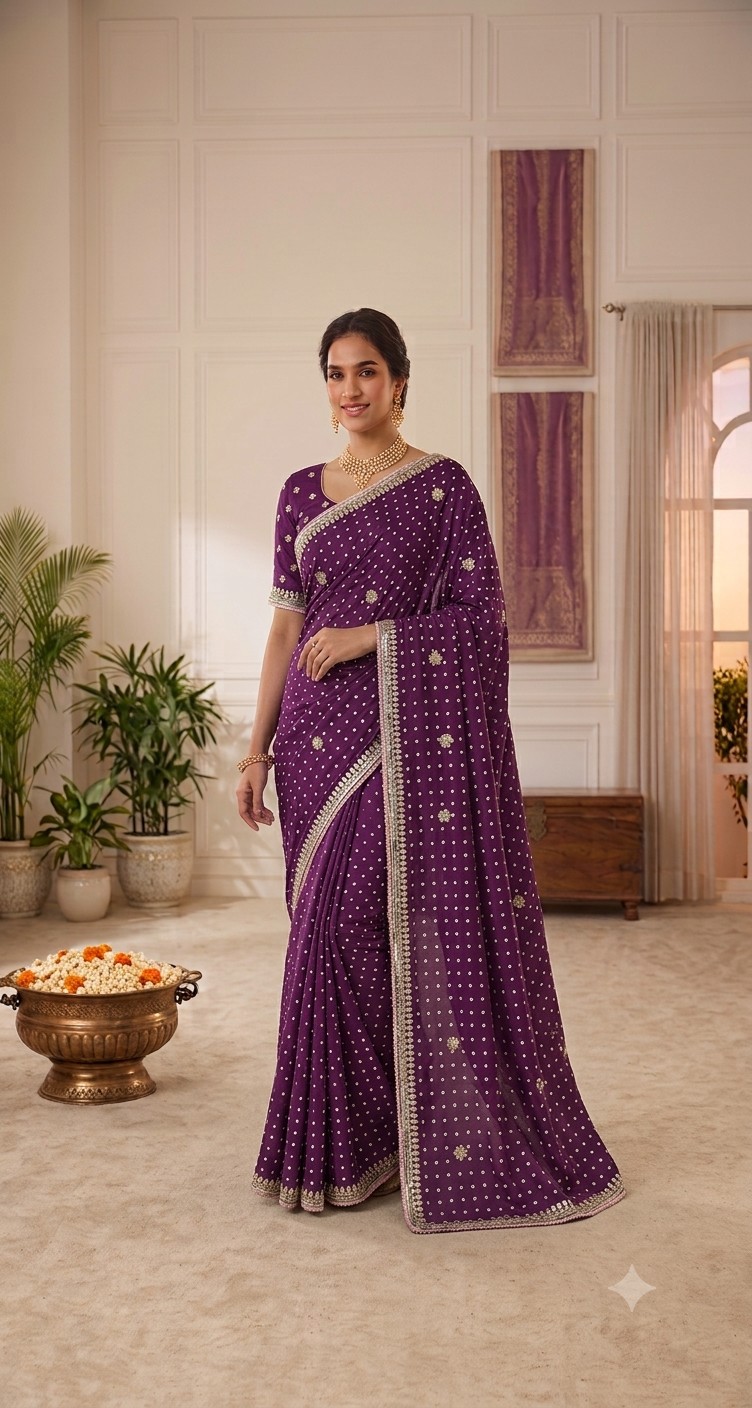 Purple Gota Patti Saree