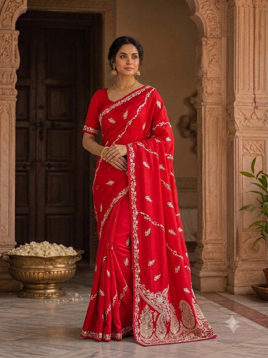 Bridal Red Jardoji Saree