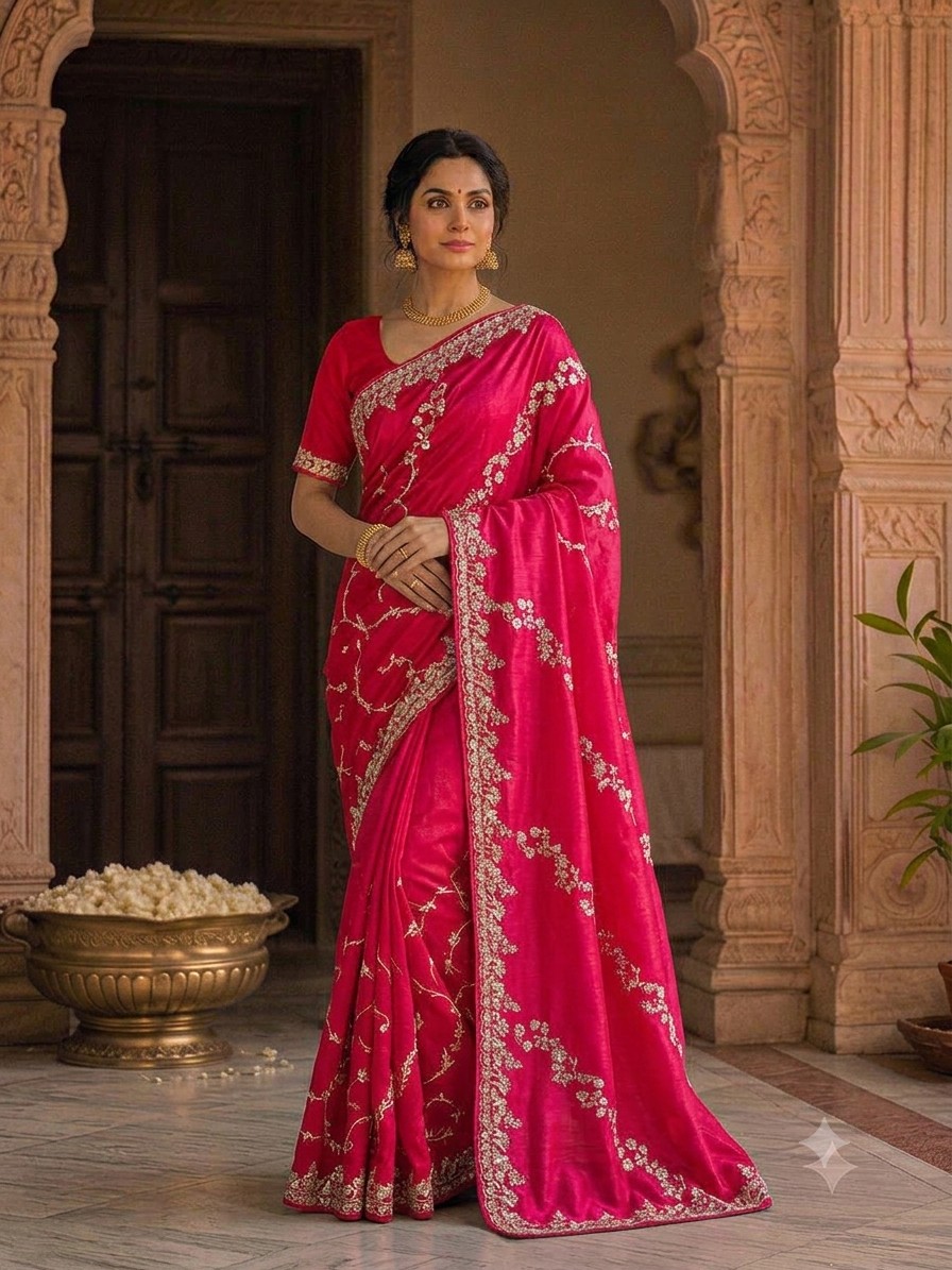 Rani Pink Jardoji Saree