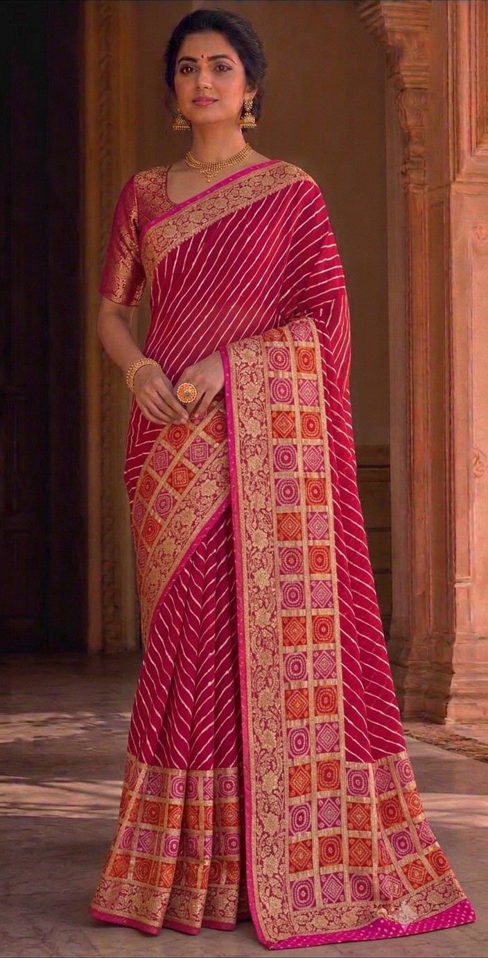 Gharchola Pallu Lehariya Saree