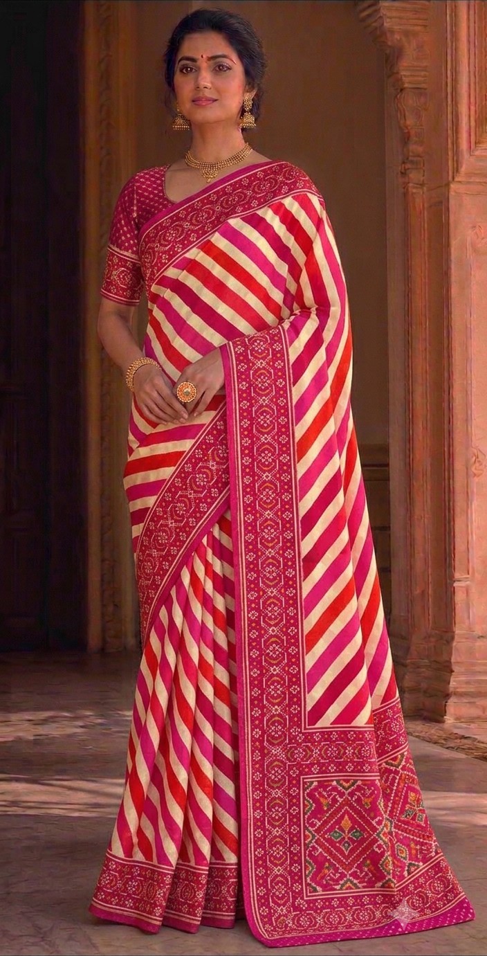 Candy Stripe Lehariya Saree